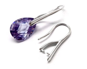 5 pares de pendientes de alambre de plata de ley 925, pendientes de alambre de plata, engaste de pendientes, pendientes de gancho, pendientes de bucle de plata