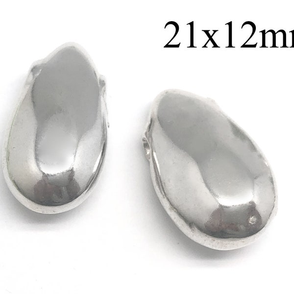 1 pièce en argent sterling 925 - Perle creuse en forme de larme 21 x 12 mm Perles en argent 925 brillant par électroformage - Perles en argent JBB Findings - QFMarket