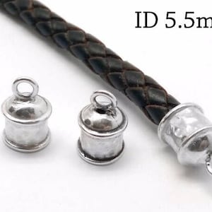 2pcs Sterling Silver End Cap, ID 5.5mm, Leather Cord End Cap, Silver Cord End Cap, Bead Cap, Crimp End Cap, Rope End Cap, JBB Findings