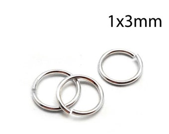 50pcs Sterling Silver Jump Rings 18 Gauge 1x3mm - Sterling Silver 925 Open Jump Rings - wire thickness 1mm - 3mm Inside Diameter