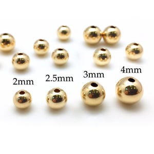 100pcs Gold Filled 14K Round Spacer Beads 2mm, 2.5mm, 3mm, 4mm - Gold Filled Seamless Round Beads  - GF beads - Yellow gold filled beads