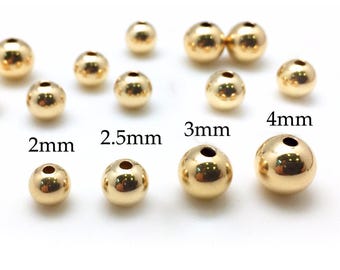 100pcs Gold Filled 14K Round Spacer Beads 2mm, 3mm, 4mm