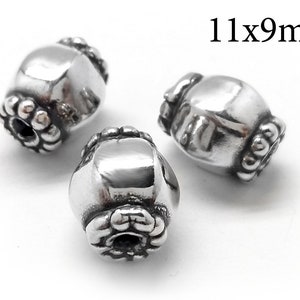 3pc Sterling Silver 925 bead - Hollow Cylinder bead tube 11x9mm Antique silver 925 bead electroforming -  Sterling Silver beads JBB Findings