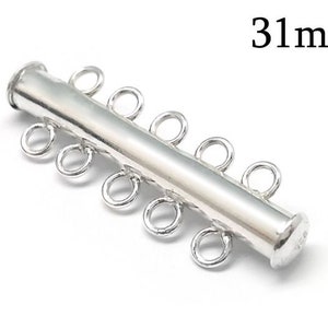 1set Sterling Silver Tube Clasp 31mm, 5-Strand Slide Tube for bracelet ,Slide Lock Clasp, Bar Clasp, bracelets settings - JBB Findings