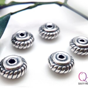5pcs Hollow Rondelle Spacers beads 10mm sterling silver 925 - beads electroforming  - Chip Spacer  Nugget silver beads