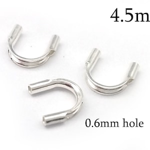 50pcs Wire savers Cable Thimble Sterling Silver Wire Guards 0.025&quot; (0.6mm), Wire protectors, Findings Wire Guards, Guardians, Wire thimble