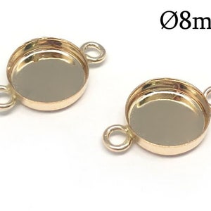 2pcs Gold Filled Round Bezel Cup with 2 loops for cabochon 8mm - Jewelry bases - Bezel settings Gold Filled ,Cabochon settings, JBB Findings