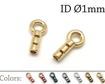 20pcs Crimp End Cap, ID 1mm, Brass End Cap, JBB Findings, Cord End Caps, Leather Cord Ends Brass, Copper, Gun metal, Silver plated