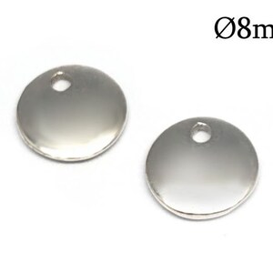5pcs Sterling Silver 925 Round Blanks Pendant Disc 8mm, Shiny Silver Round Disk, Round Blank Tag, Metal Stamping, Hand Stamping Vermeil