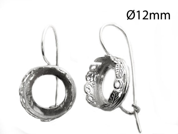 1 pair Sterling Silver 925 Round Earrings, Silver Leverback  Earrings, Swarovski 1122 - ewelry Base 12mm Jbb Findings - QFMarket