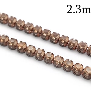 1foot Tennis Chain Swarovski Rhinestone Brass 2.3mm Golden Shadow stones 30.5cm, Rhinestones Chain Crystal Rhinestone Cup Chain JBB Findings
