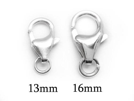 10pcs Sterling Silver 925 Lobster Clasp 16mm, 13mm, 11mm, 9mm With