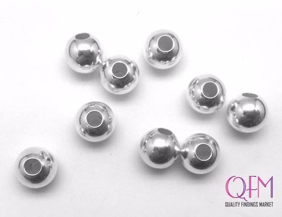 Sterling Silver 10mm, Smooth Round Seamless Beads - Jewelry Findings