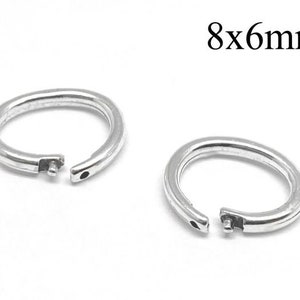 5 anneaux en argent sterling avec cadenas ovales - Anneaux ouverts en argent sterling 925 avec cadenas diamètre intérieur 8 x 6 mm, anneaux cadenas à maillons JBB Findings