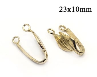 3pcs Brass Leaves Bail Donuts Stone holder 23x10mm with inside length 16mm - Donuts settings, JBB Findings Copper, Silver, Gold plated