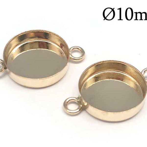 2pcs Gold Filled 14K Round 10mm Bezel Cup with 2 loops for cabochon - Jewelry base Gold filled - Bezel Settings 10mm, JBB Findings