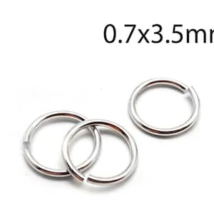 100pcs Sterling Silver Jump Rings 21 Gauge 0.7x3.5mm - Sterling Silver 925 Open Jump Rings - wire thickness 0.7mm - 3.5mm Inside Diameter