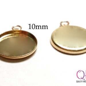 5pcs Gold Filled 14K Round Bezel cups with one loop sizes: 15mm, 12mm, 10mm, 8mm, 5mm, 4mm Jewelry bases, JBB findings Cabochon Settings image 5