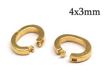 1pc Solid Gold 14K Lock in Jump Rings Oval 4x3mm, JBB Findings, 14K Yellow Gold Link Lock Jump Rings , Inside Diameter 4x3mm