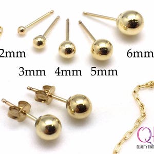6 pcs Gold Filled 14K Stud Ball Earrings Sizes: 3mm, 4mm, 5mm, 6mm. GF ball earring. Earring Backs Included Bead earrings, tiny earrings image 2