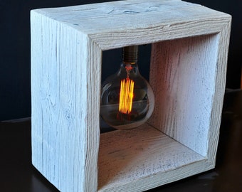 Box Lamp - Rustic Wood Home Decor