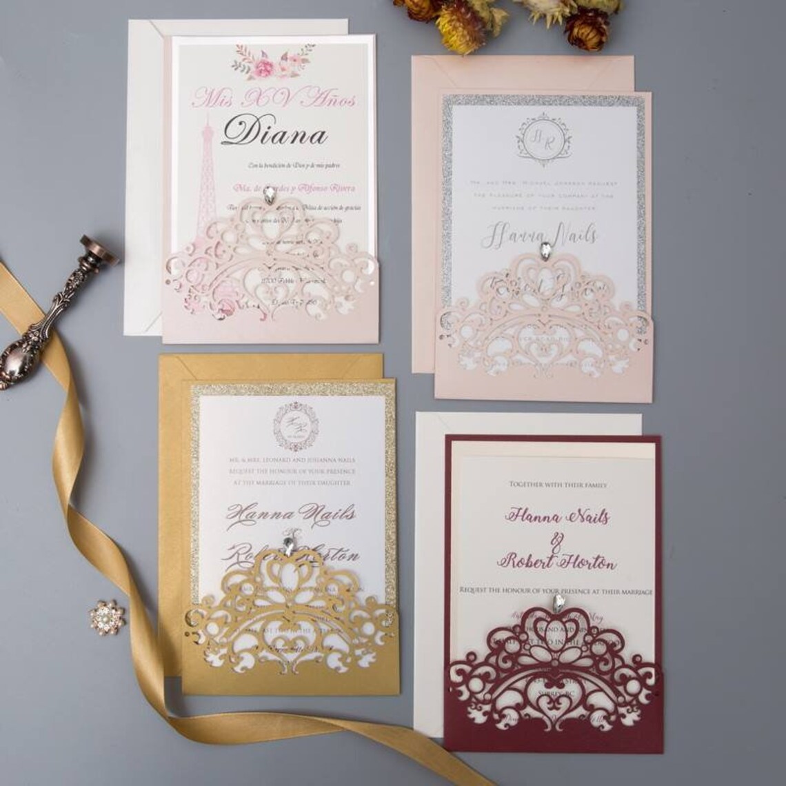 Laser Cut Quinceanera Invitations Royal Celebration Invites Etsy