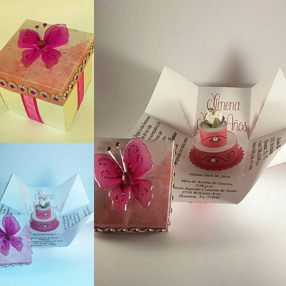 Exploding Box Quinceanera Invitation Exploding Boxes Exploding