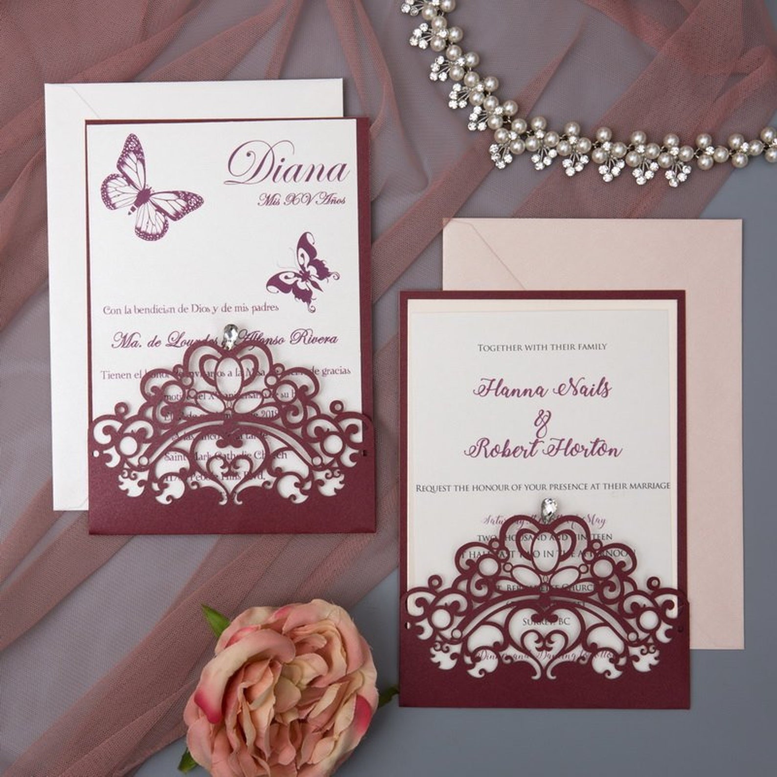 Laser Cut Quinceanera Invitations Royal Celebration Invites Etsy