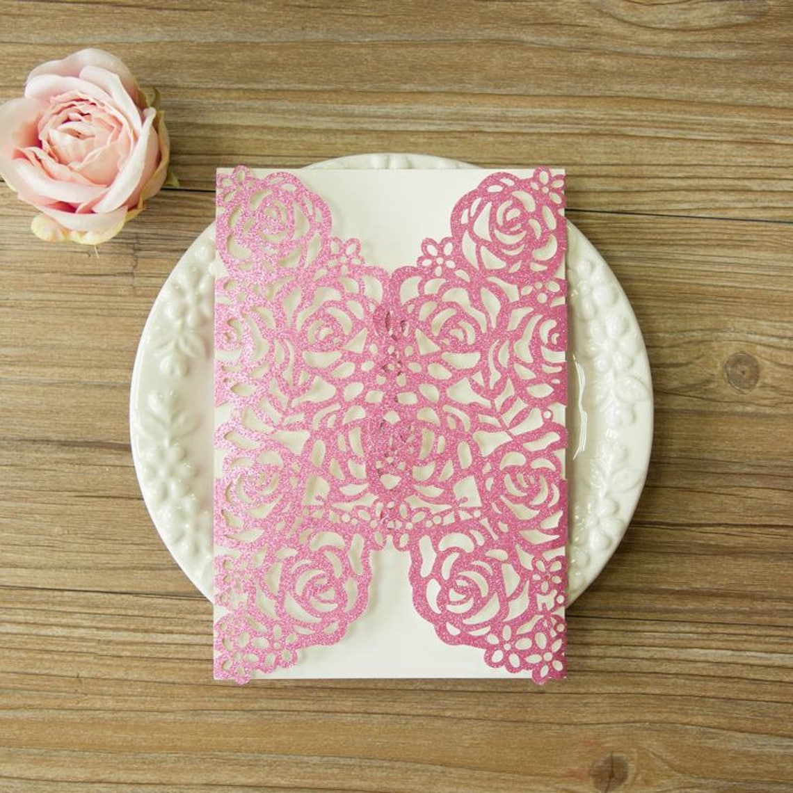 4.50 Set GLITTER Laser Cut Wedding Invitation. Laser Cut Etsy