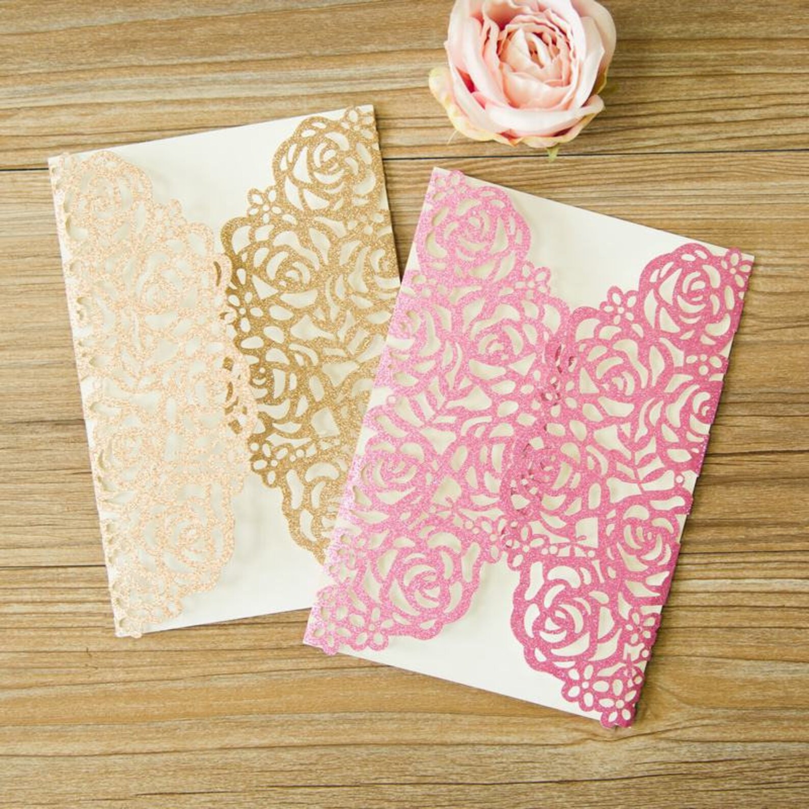 4.50 Set GLITTER Laser Cut Wedding Invitation. Laser Cut Etsy