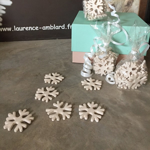 Flocon de neige décoratif en céramique blanche