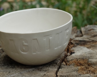 Personalized white porcelain bowl
