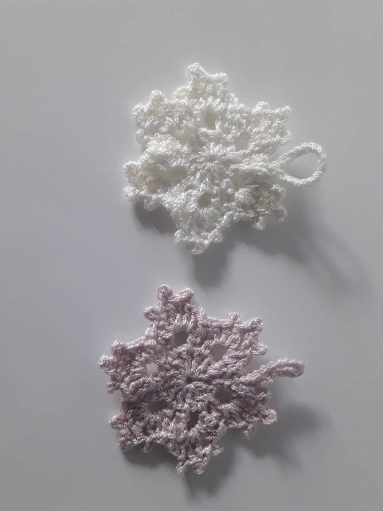Magnifique Duo de Décoration Noël, Flocons Neige Blanc et Rose Brillant , Modèle 2
