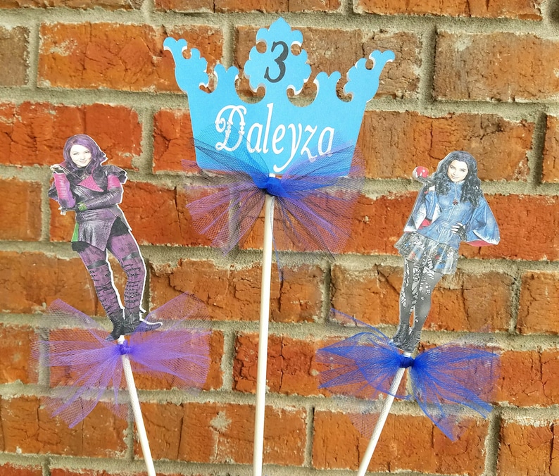 Disney Descendants Centerpiece Picks or Cake Topper Set 3 Piece Set