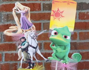 Set of 4 Disney Rapunzel Themed Centerpiece Picks or Cake Toppers - Tangled