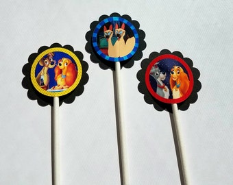 Set of 12 Disney Lady and the Tramp Cupcake Toppers