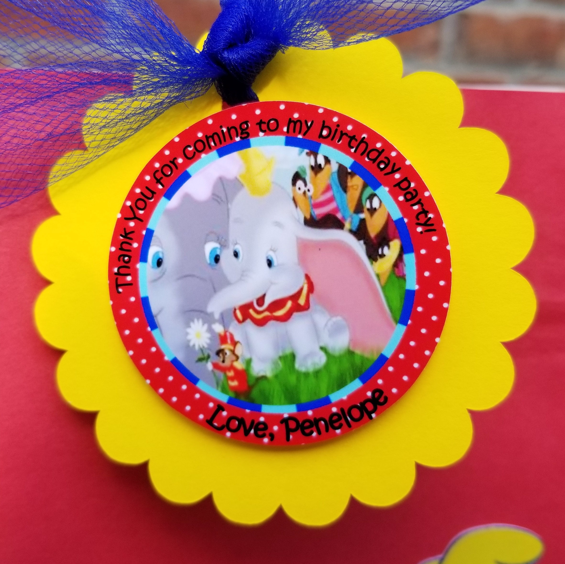 Set of 12 Disney Dumbo Thank You Favor Tags - Etsy