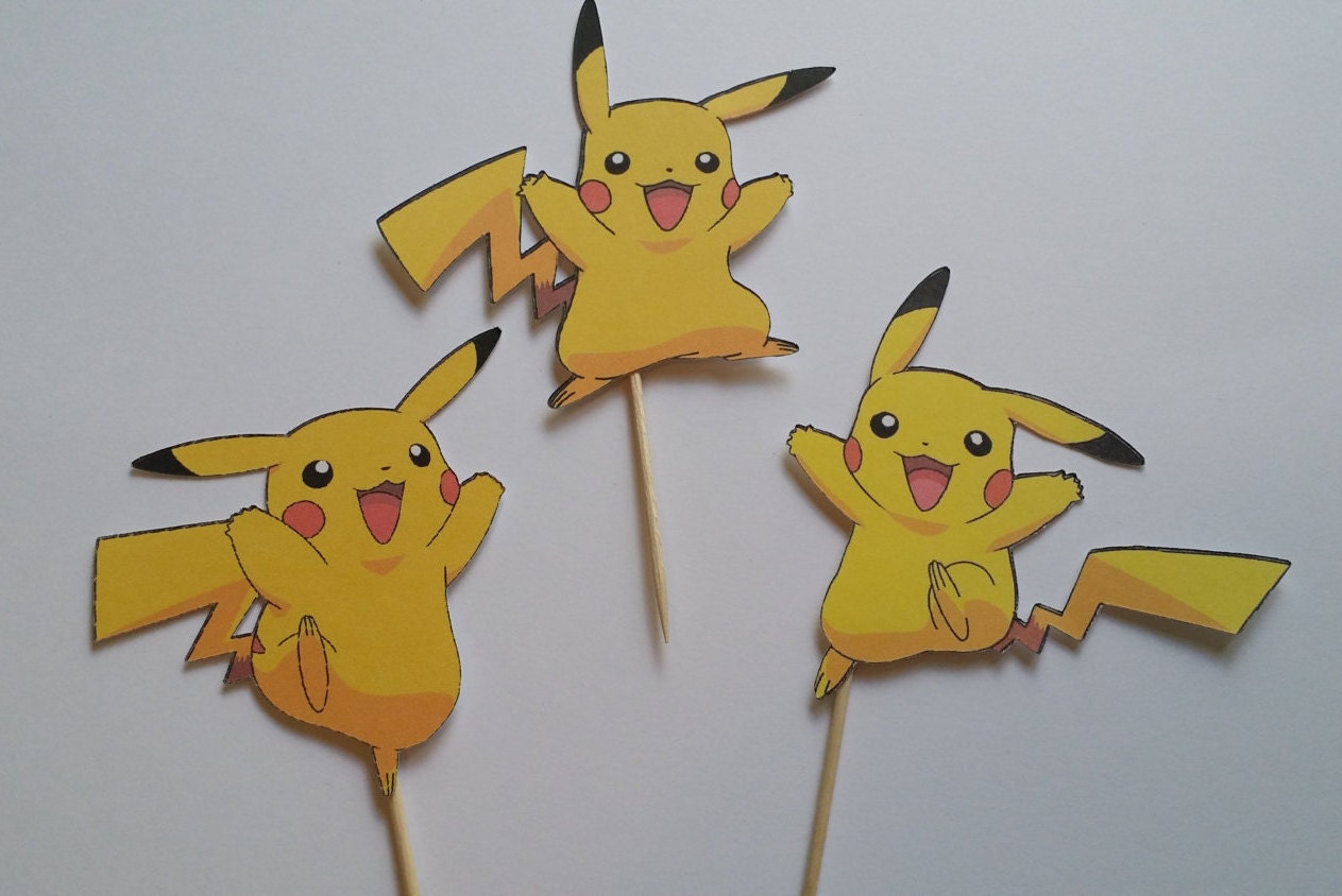 Set of 12 Pokemon Themed Cupcake Toppers Pikachu | Etsy