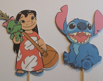 Set of 12 Disney Lilo & Stitch themed Cupcake Toppers