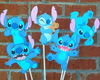 Lot de 5 piques ou pique-niques pour centre de table sur le thème Stitch Disney