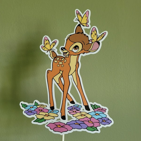 1 Bambi with Butterflies Cake Topper or Centerpiece Stick
