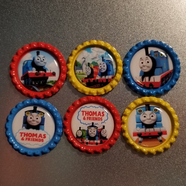 Set of 6 Thomas Train & Friends Bottle Caps - Magnets - Keychains - Necklaces