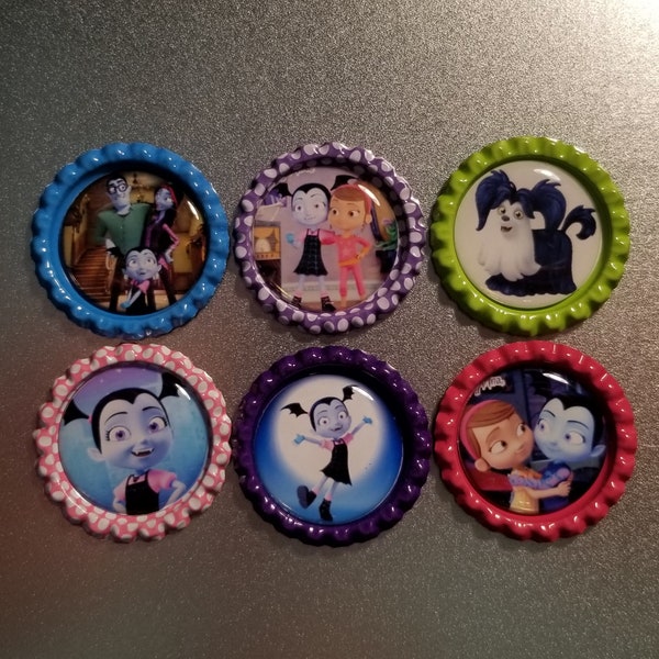 Set of 6 Disney Vampirina Finished Bottle Caps - Magnets - Keychains - Necklaces