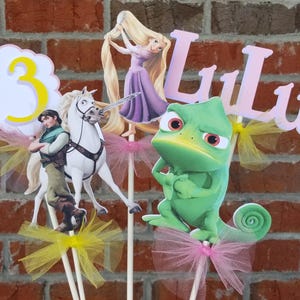 Set of 6 Disney Rapunzel Themed Centerpiece Picks or Cake Toppers - Tangled