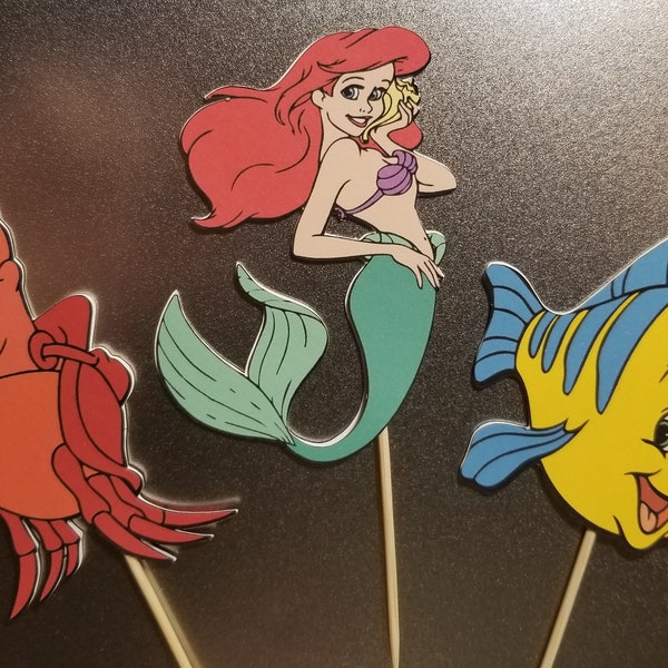 Set of 12 Disney The Little Mermaid Cupcake Toppers - Ariel Ursula