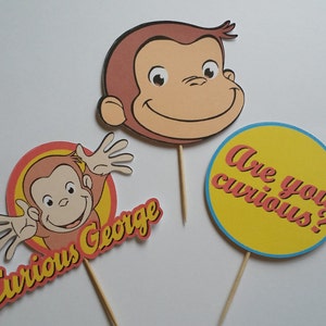 Set of 12 Curious George Themed Cupcake Toppers