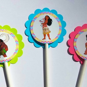 Set of 12 Disney Princess Moana Themed Cupcake Toppers
