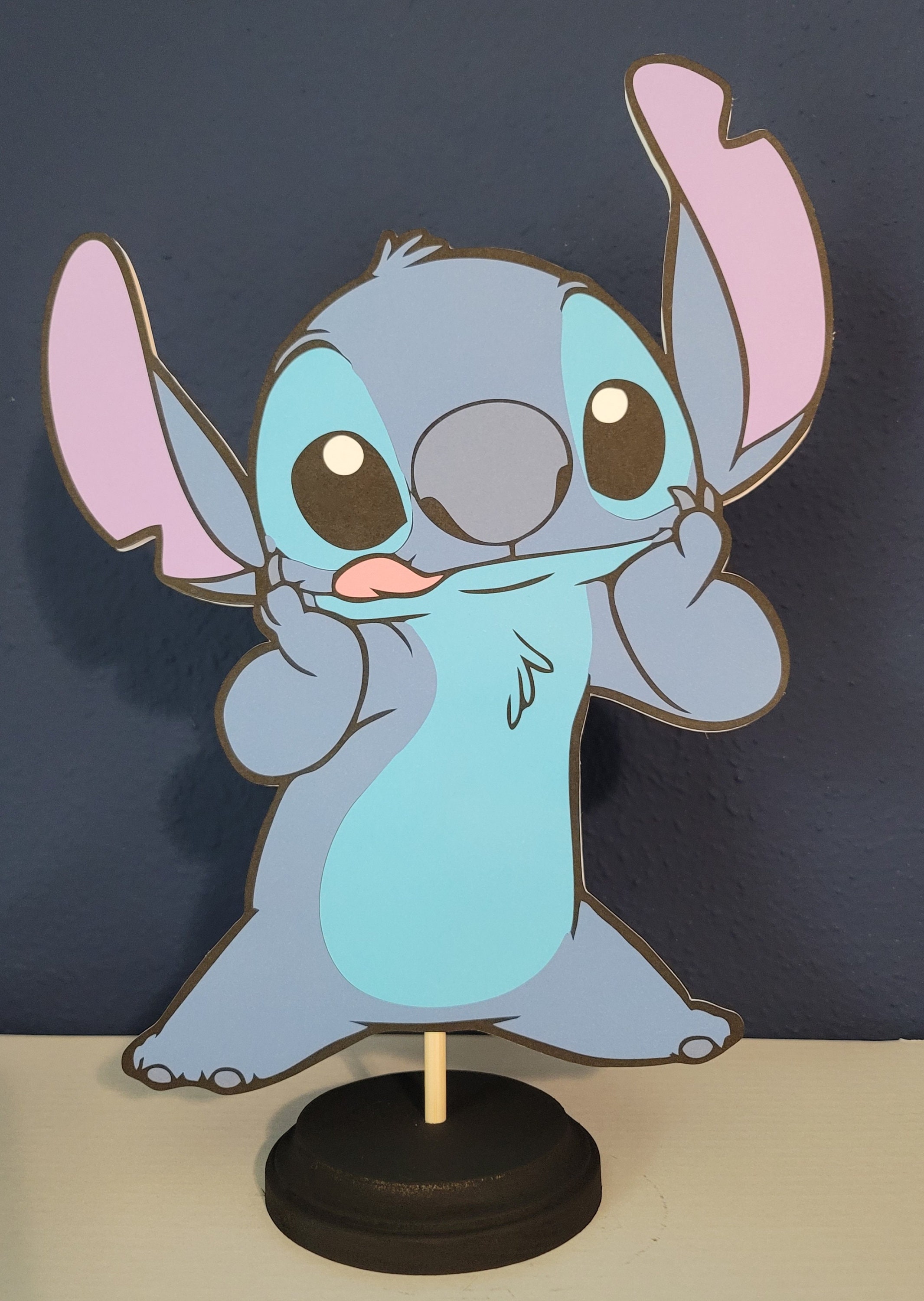Disney Stitch Centerpiece 1 Foot Tall with Wooden Base