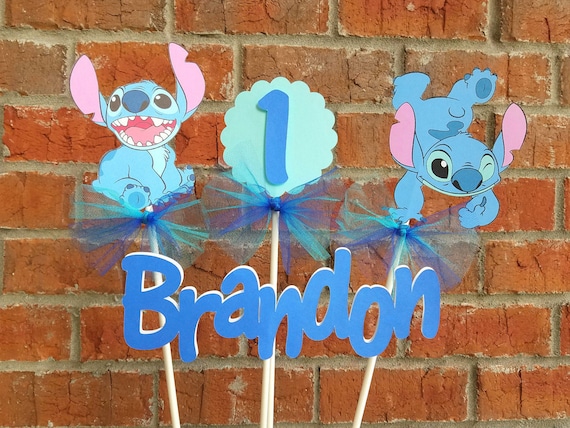 Set of 4 Disney Stitch Themed Centerpiece Picks or Cake Toppers