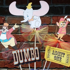 Disney Dumbo Circus themed Centerpiece Set of 5 Picks - Cake Toppers